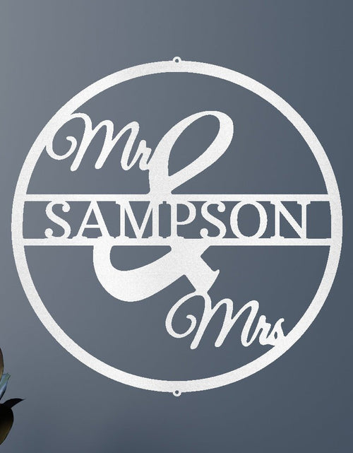 Load image into Gallery viewer, Mr and Mrs Circle Personalized Gifts - Custom Metal Sign
