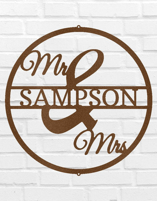 Load image into Gallery viewer, Mr and Mrs Circle Personalized Gifts - Custom Metal Sign