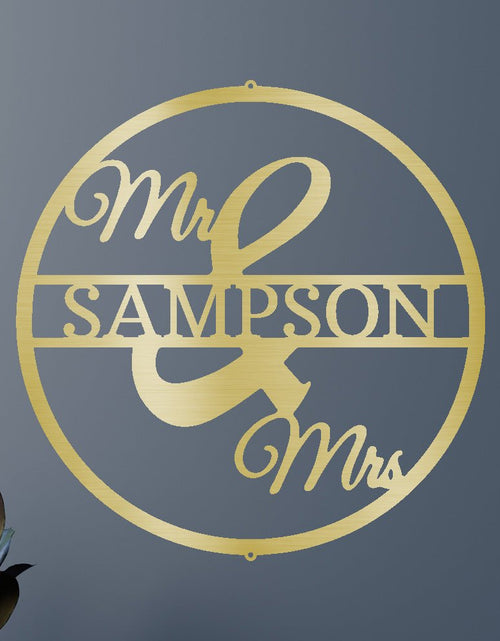 Load image into Gallery viewer, Mr and Mrs Circle Personalized Gifts - Custom Metal Sign