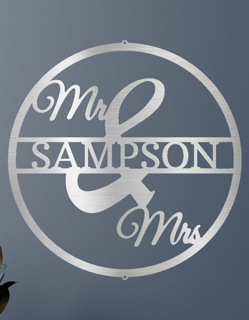 Load image into Gallery viewer, Mr and Mrs Circle Personalized Gifts - Custom Metal Sign