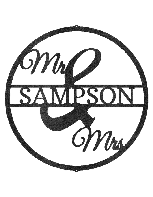 Load image into Gallery viewer, Mr and Mrs Circle Personalized Gifts - Custom Metal Sign