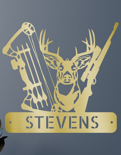 Load image into Gallery viewer, Deer Hunter Sign - Custom Metal Sign, Christmas Gift