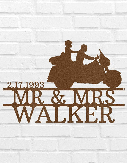 Load image into Gallery viewer, Motorcycle Couple Personalized Gifts - Custom Metal Sign