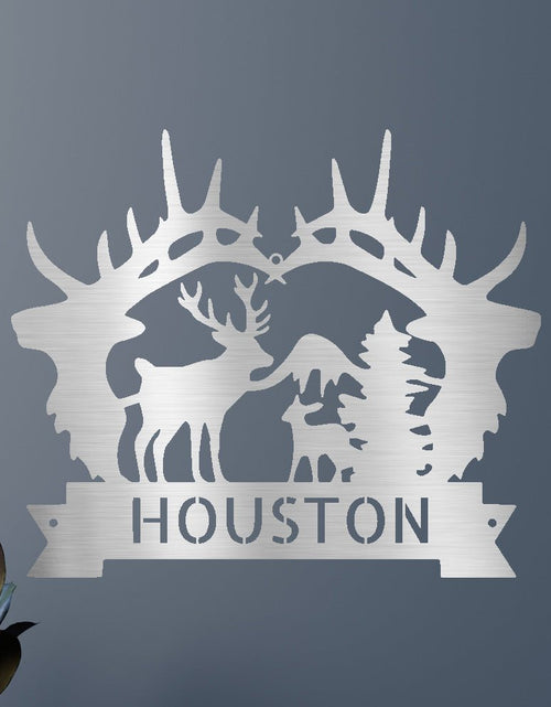 Load image into Gallery viewer, Name Sign - Custom Metal Sign, Antler Artwork, Christmas Gift