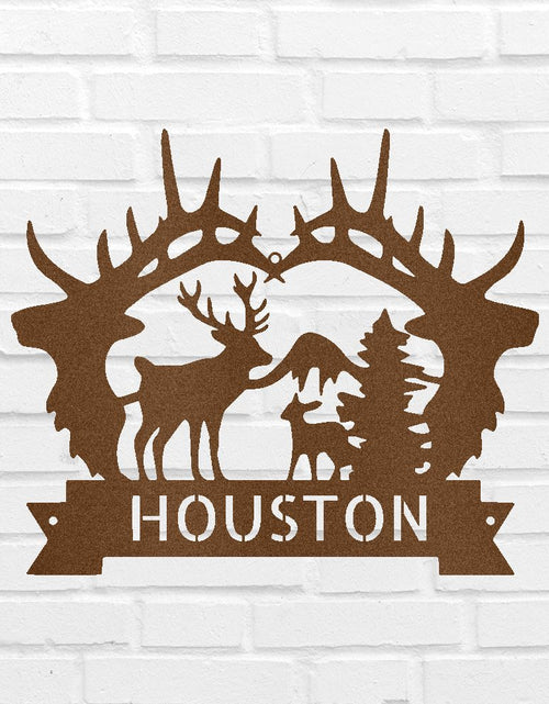 Load image into Gallery viewer, Name Sign - Custom Metal Sign, Antler Artwork, Christmas Gift