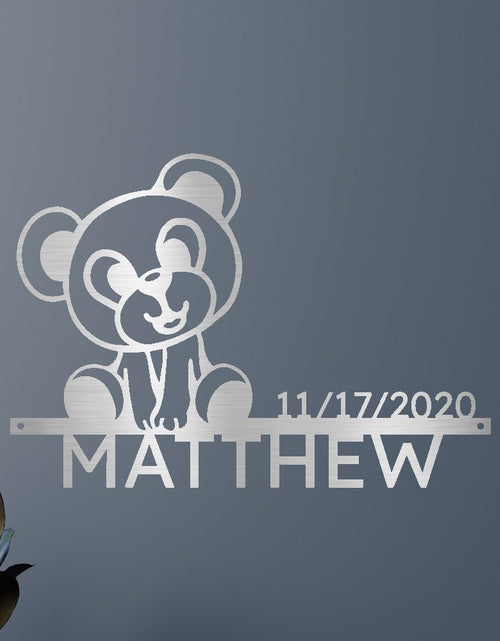 Load image into Gallery viewer, Newborn Baby Gift - Custom Metal Sign, Teddy Design