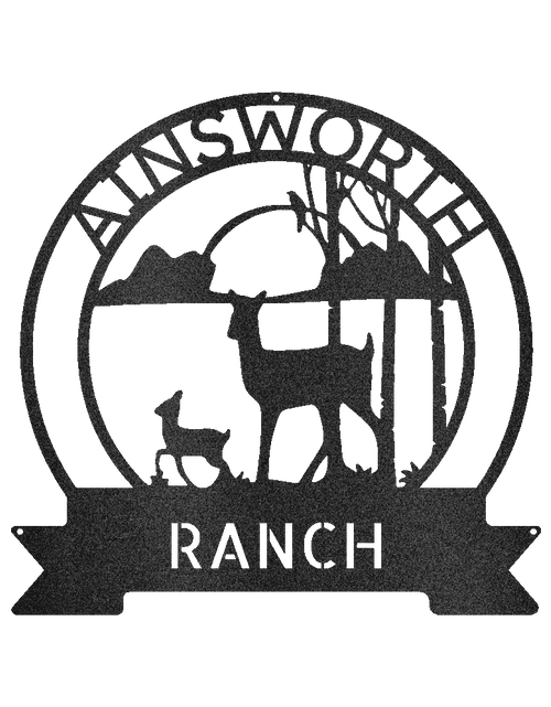 Load image into Gallery viewer, Ranch Deer Sunset Personalized Gifts - Custom Metal Sign