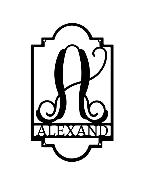 Load image into Gallery viewer, Regal Personalized Gifts - Custom Metal Sign, Split Letter, Last Name