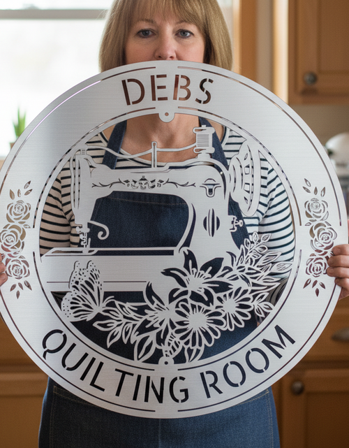 Load image into Gallery viewer, Sewing Sign - Personalized Metal Sign for Quilting Room Decor