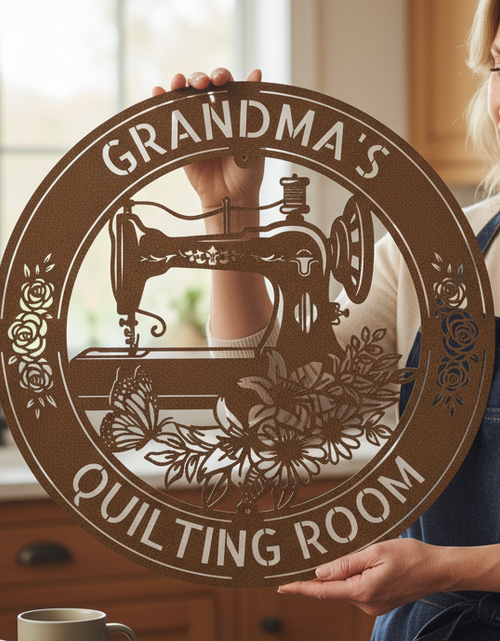 Load image into Gallery viewer, Sewing Sign - Personalized Metal Sign for Quilting Room Decor