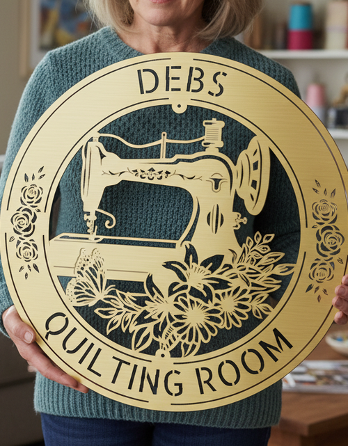 Load image into Gallery viewer, Sewing Sign - Personalized Metal Sign for Quilting Room Decor