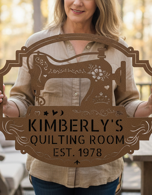 Load image into Gallery viewer, Custom Sewing & Quilting Room Metal Sign - Wall Decor