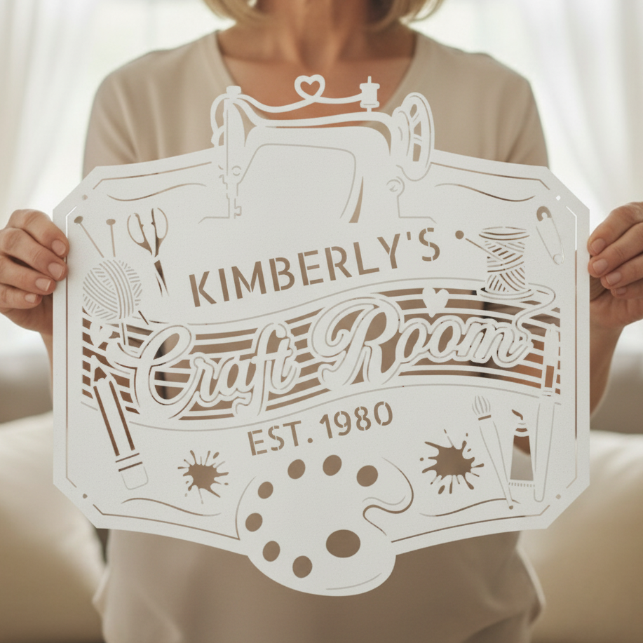 Craft Room Custom Metal Sign – Tailored for Sewing, Quilting, or Crochet