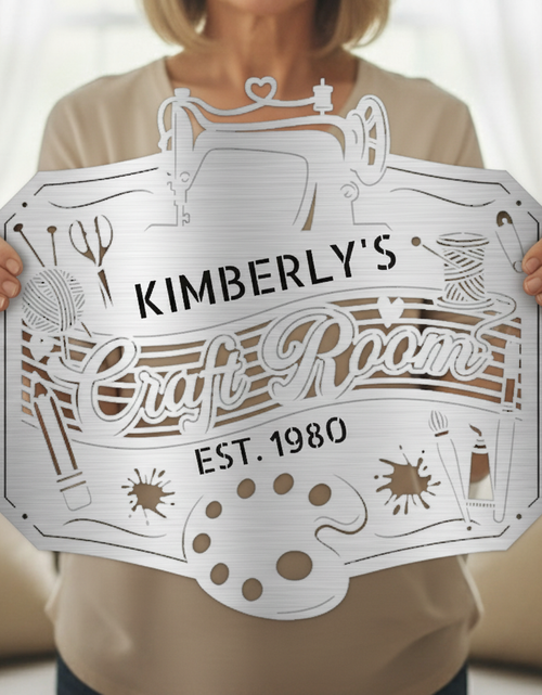 Load image into Gallery viewer, Craft Room Custom Metal Sign – Tailored for Sewing, Quilting, or Crochet