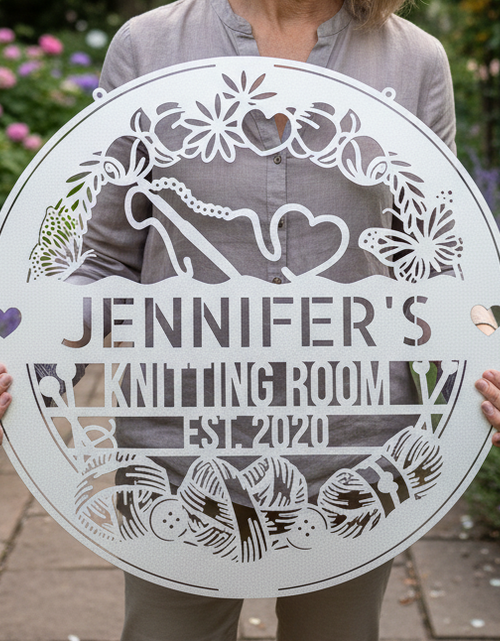 Load image into Gallery viewer, Crochet Craft Room Custom Metal Sign – Unique Decor for Yarn Lovers