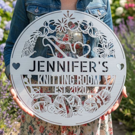 Crochet Craft Room Custom Metal Sign – Unique Decor for Yarn Lovers