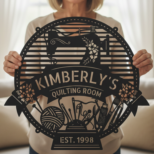 Load image into Gallery viewer, Custom Metal Sign for Sewing Room – Perfect for Crochet Lovers