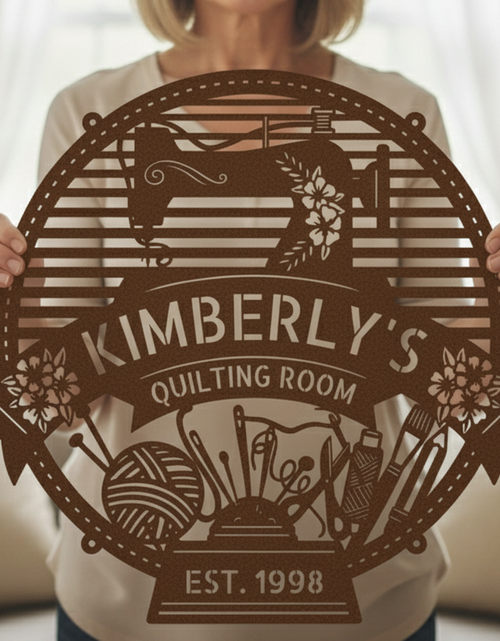 Load image into Gallery viewer, Custom Metal Sign for Sewing Room – Perfect for Crochet Lovers