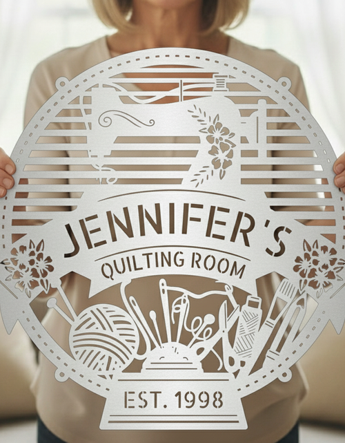 Load image into Gallery viewer, Custom Metal Sign for Sewing Room – Perfect for Crochet Lovers