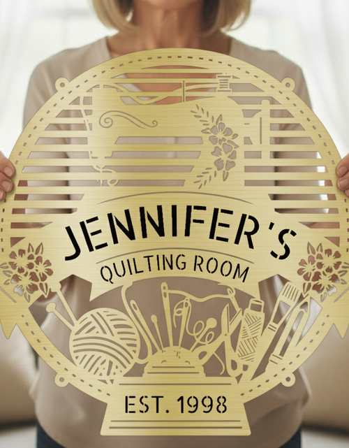 Load image into Gallery viewer, Custom Metal Sign for Sewing Room – Perfect for Crochet Lovers