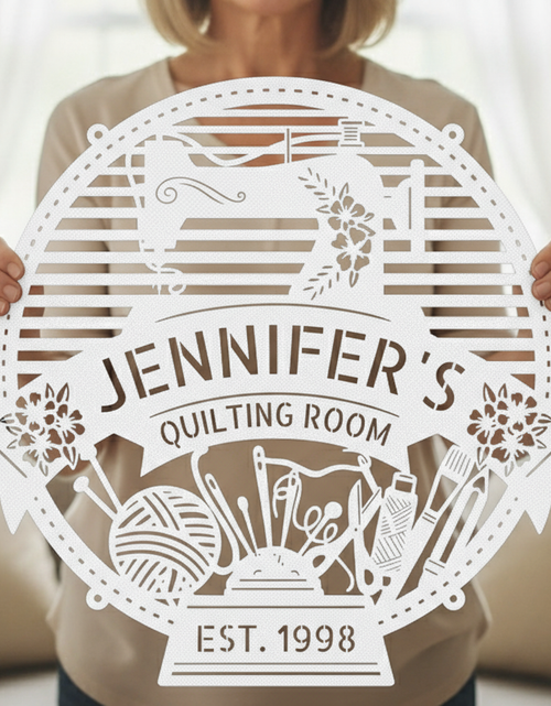 Load image into Gallery viewer, Custom Metal Sign for Sewing Room – Perfect for Crochet Lovers