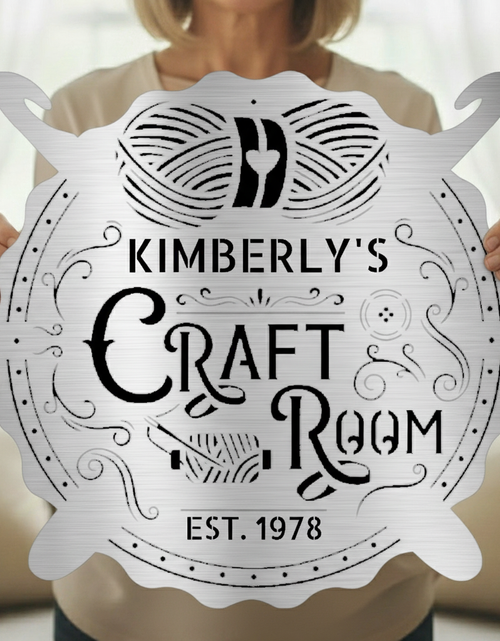 Load image into Gallery viewer, Crochet & Craft Room Custom Metal Sign – Sewing Room Decor
