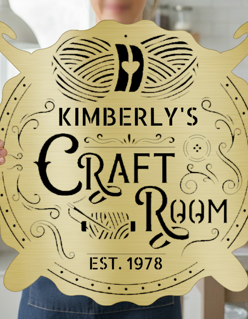 Load image into Gallery viewer, Crochet & Craft Room Custom Metal Sign – Sewing Room Decor