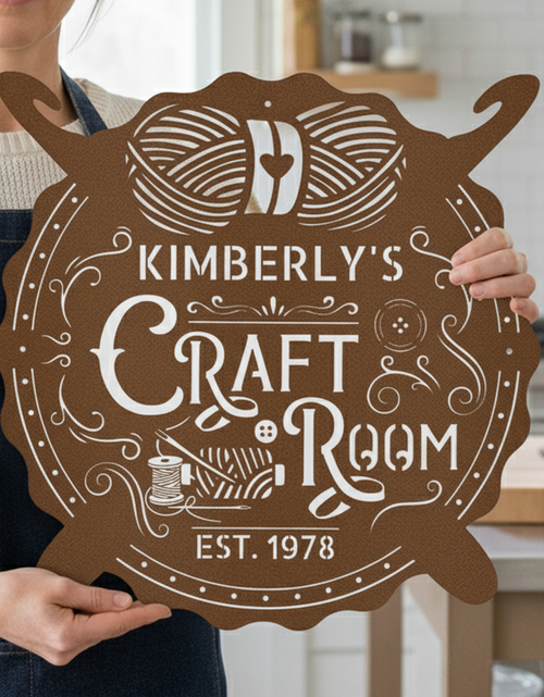 Load image into Gallery viewer, Crochet & Craft Room Custom Metal Sign – Sewing Room Decor