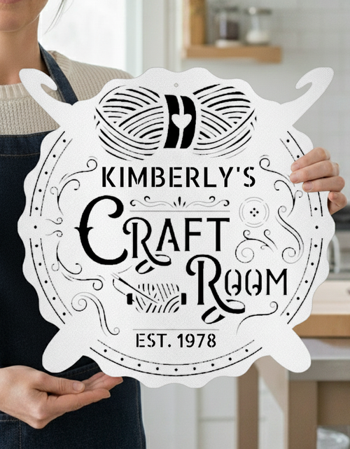 Load image into Gallery viewer, Crochet & Craft Room Custom Metal Sign – Sewing Room Decor