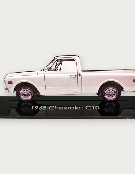 1968 Chevrolet C10 (2) Metal Araba Duvar Sanatı, Renkli 2D Pres Döküm Araba Dekoru, Siluet Metal Duvar Sanatı, Araba Severler İçin Hediye, Ayrıntılı Renkli Metal Araba