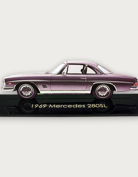 1969 Mercedes 280SL (1) Metal Araba Duvar Sanatı, Renkli 2D Pres Döküm Araba Dekoru, Siluet Metal Duvar Sanatı, Araba Severler İçin Hediye, Ayrıntılı Renkli Metal Araba