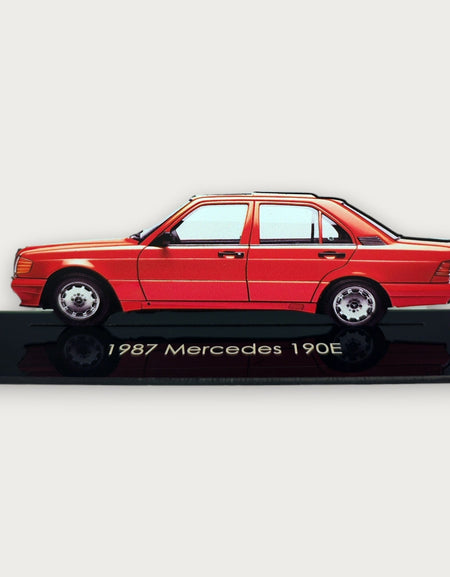 1987 Mercedes 190E (2) Metal Araba Duvar Sanatı, Renkli 2D Pres Döküm Araba Dekoru, Siluet Metal Duvar Sanatı, Araba Severler İçin Hediye, Ayrıntılı Renkli Metal Araba