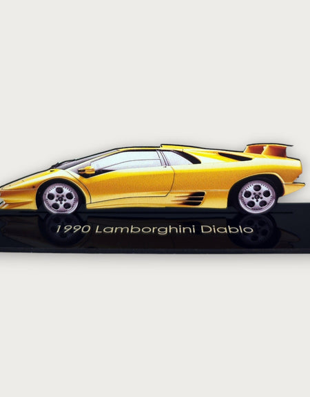 1990 Lamborghini Diablo (2) Metal Araba Duvar Sanatı, Renkli 2D Pres Döküm Araba Dekoru, Siluet Metal Duvar Sanatı, Araba Severler İçin Hediye, Ayrıntılı Renkli Metal Araba