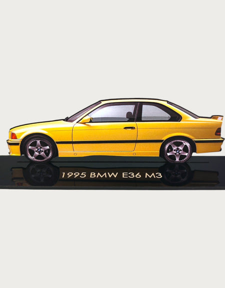 1995 BMW E36 M3 (2) Metal Car Wall Art, Color 2D Diecast Car Decor, Silhouette Metal Wall Art, Gift For Car Lovers, Detailed Color Metal Car