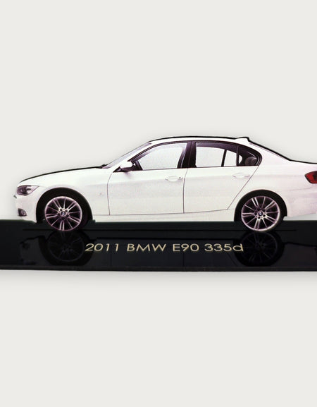 2011 BMW E90 335d (2) Metal Car Wall Art, Color 2D Diecast Car Decor, Silhouette Metal Wall Art, Gift For Car Lovers, Detailed Color Metal Car
