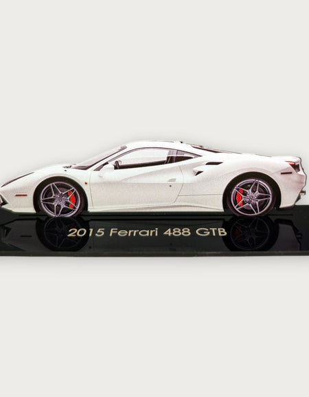 2015 Ferrari 488 GTB (2) Metal Car Wall Art, Color 2D Diecast Car Decor, Silhouette Metal Wall Art, Gift For Car Lovers, Detailed Color Metal Car