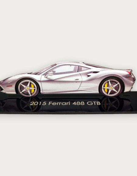 2015 Ferrari 488 GTB (1) Metal Araba Duvar Sanatı, Renkli 2D Pres Döküm Araba Dekoru, Siluet Metal Duvar Sanatı, Araba Severler İçin Hediye, Ayrıntılı Renkli Metal Araba