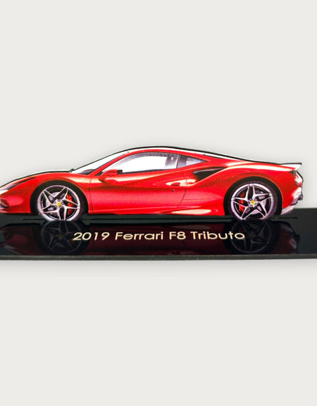 2019 Ferrari F8 Tributo (1) Metal Araba Duvar Sanatı, Renkli 2D Pres Döküm Araba Dekoru, Siluet Metal Duvar Sanatı, Araba Severler İçin Hediye, Ayrıntılı Renkli Metal Araba