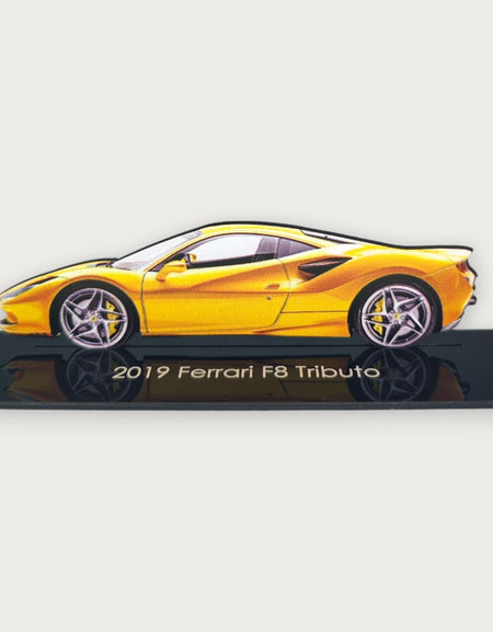 2019 Ferrari F8 Tributo (2) Metal Car Wall Art, Color 2D Diecast Car Decor, Silhouette Metal Wall Art, Gift For Car Lovers, Detailed Color Metal Car