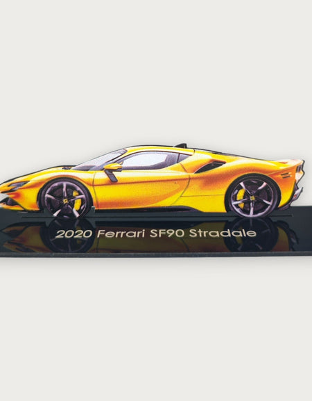 2020 Ferrari SF90 Stradale (2) Metal Car Wall Art, Color 2D Diecast Car Decor, Silhouette Metal Wall Art, Gift For Car Lovers, Detailed Color Metal Car