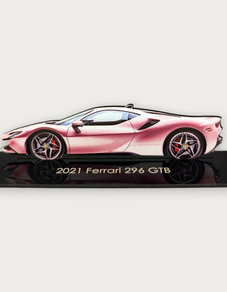 2021 Ferrari 296 GTB (2) Metal Car Wall Art, Color 2D Diecast Car Decor, Silhouette Metal Wall Art, Gift For Car Lovers, Detailed Color Metal Car