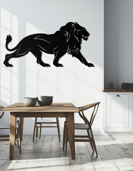 Görkemli Aslan Duvar Sanatı - Ev ve Ofis İçin Çelik Duvar Dekoru - KAF002
