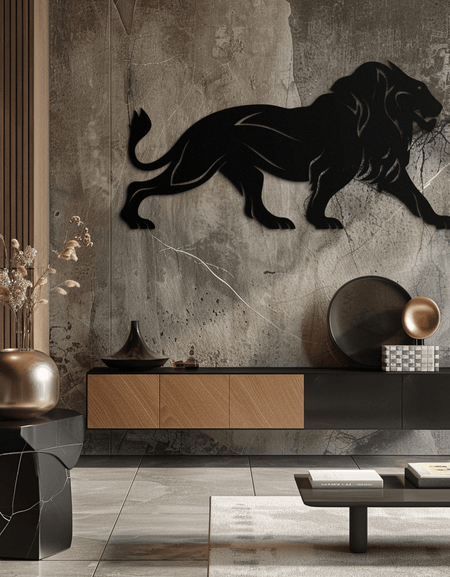 Görkemli Aslan Duvar Sanatı - Ev ve Ofis İçin Çelik Duvar Dekoru - KAF002
