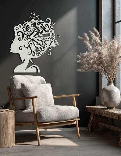 Load image into Gallery viewer, Hair Stylist Metal Wall Art - Steel Wall Decor for Salons and Studios - KAF004
