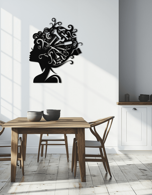 Load image into Gallery viewer, Hair Stylist Metal Wall Art - Steel Wall Decor for Salons and Studios - KAF004
