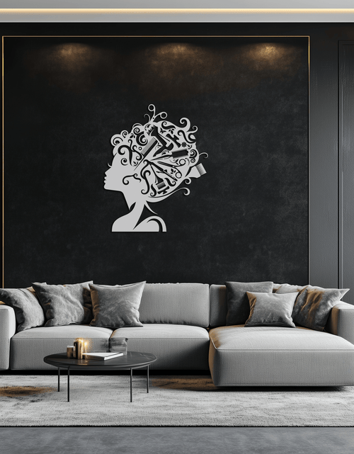 Load image into Gallery viewer, Hair Stylist Metal Wall Art - Steel Wall Decor for Salons and Studios - KAF004
