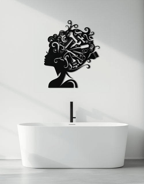Load image into Gallery viewer, Hair Stylist Metal Wall Art - Steel Wall Decor for Salons and Studios - KAF004
