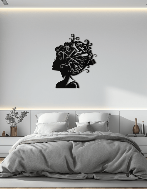 Load image into Gallery viewer, Hair Stylist Metal Wall Art - Steel Wall Decor for Salons and Studios - KAF004

