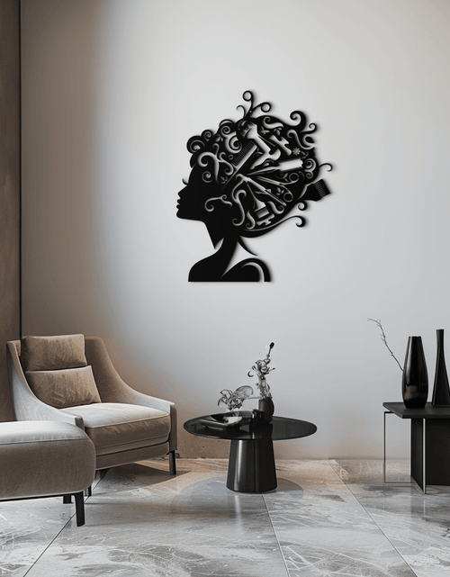 Load image into Gallery viewer, Hair Stylist Metal Wall Art - Steel Wall Decor for Salons and Studios - KAF004
