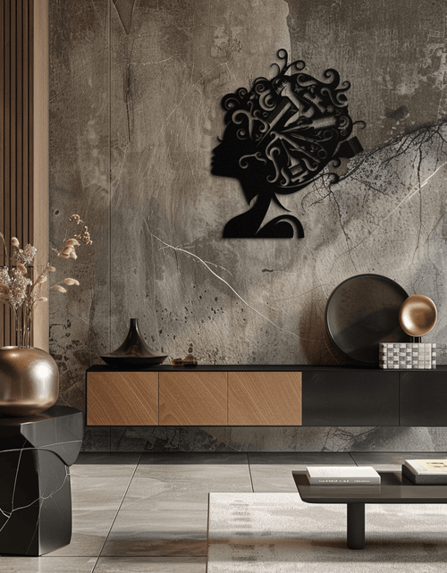 Load image into Gallery viewer, Hair Stylist Metal Wall Art - Steel Wall Decor for Salons and Studios - KAF004
